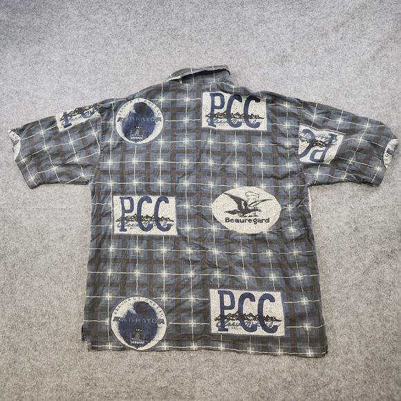 VTG Paragraff T Shirt Mens XL Plaid Beauregard PCC Graphic Pocket Button Down Up - Picture 9 of 11
